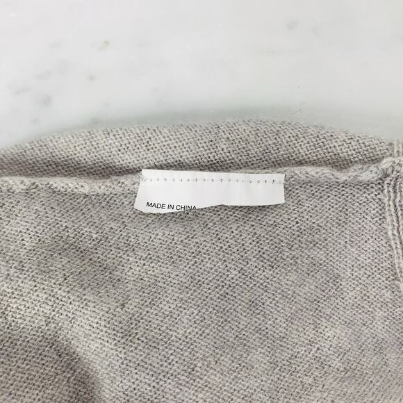 CLUB MONACO Italian Cashmere Sweater Large Grey Beige Cowl Neck Long Sleeve EUC - Picture 4 of 4